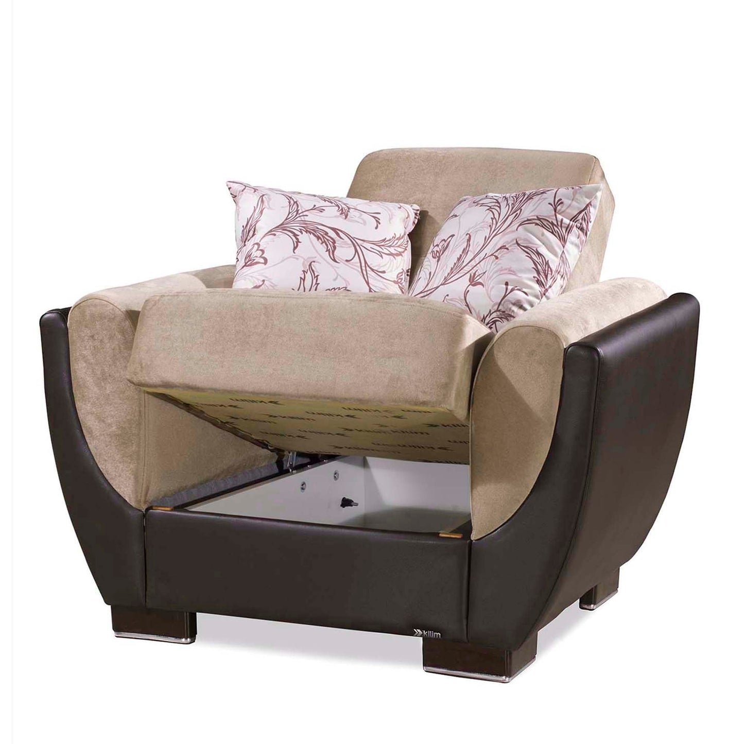 Armada Air Upholstered Convertible Armchair with Storage Beige/Brown-PU Chenille