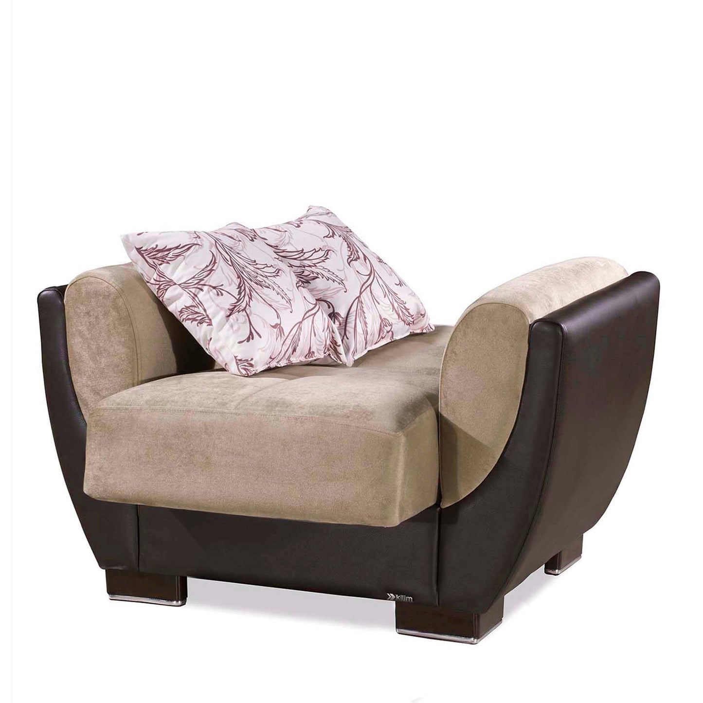 Armada Air Upholstered Convertible Armchair with Storage Beige/Brown-PU Chenille