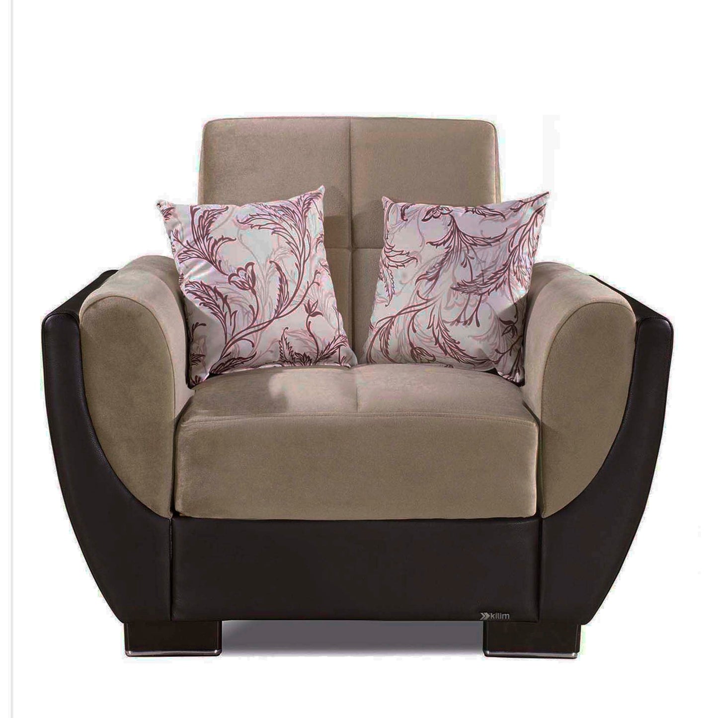 Armada Air Upholstered Convertible Armchair with Storage Beige/Brown-PU Chenille