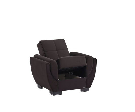 Armada Air Upholstered Convertible Armchair with Storage Black Microfiber