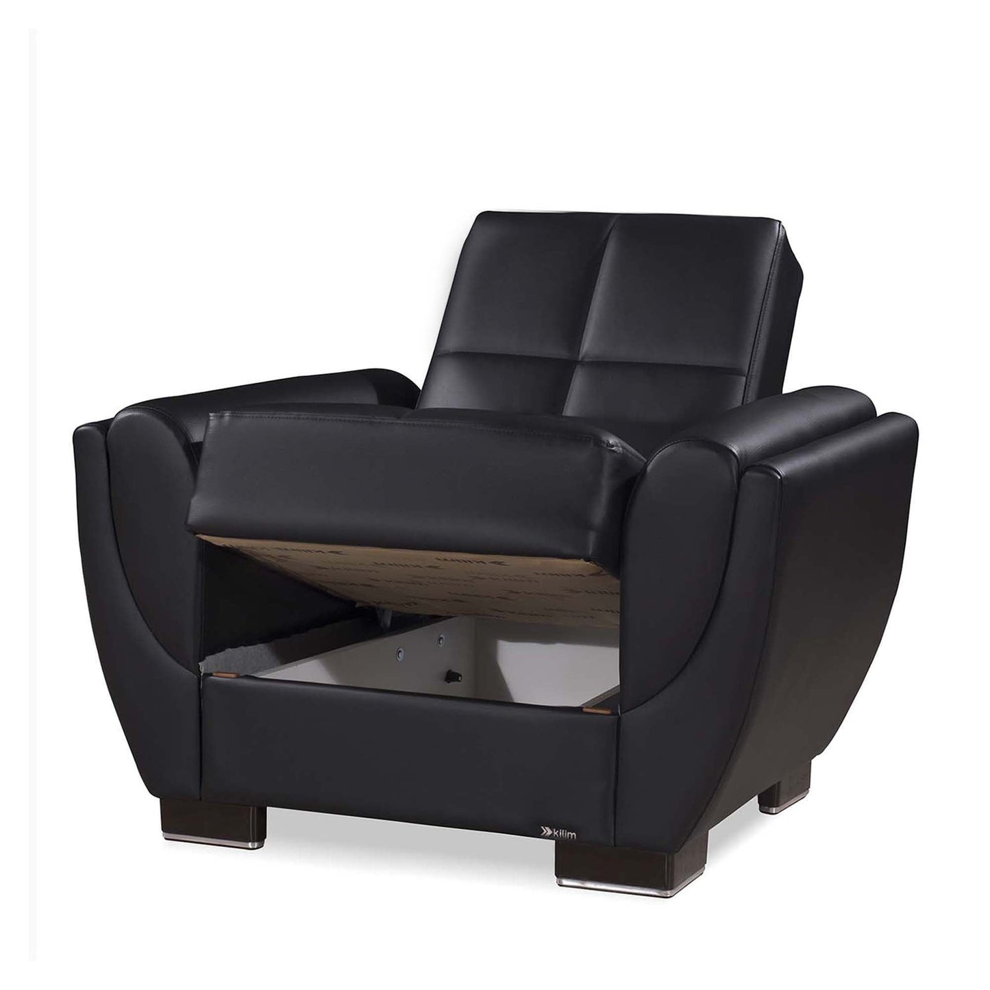 Armada Air Upholstered Convertible Armchair with Storage Black-PU