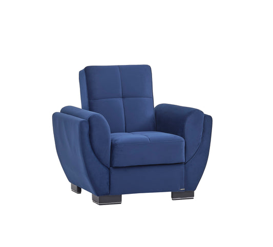 Armada Air Upholstered Convertible Armchair with Storage Blue Microfiber