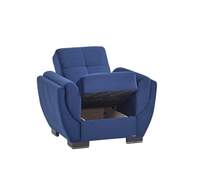 Armada Air Upholstered Convertible Armchair with Storage Blue Microfiber