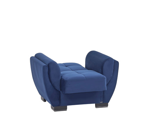 Armada Air Upholstered Convertible Armchair with Storage Blue Microfiber