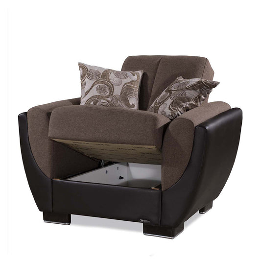 Armada Air Upholstered Convertible Armchair with Storage Brown/Brown-PU Polyester