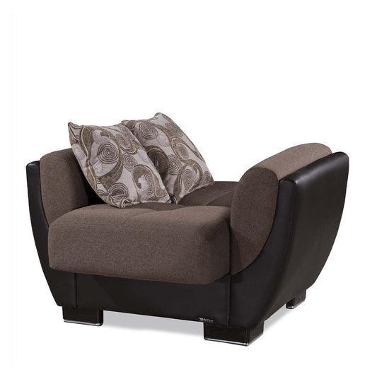 Armada Air Upholstered Convertible Armchair with Storage Brown/Brown-PU Polyester