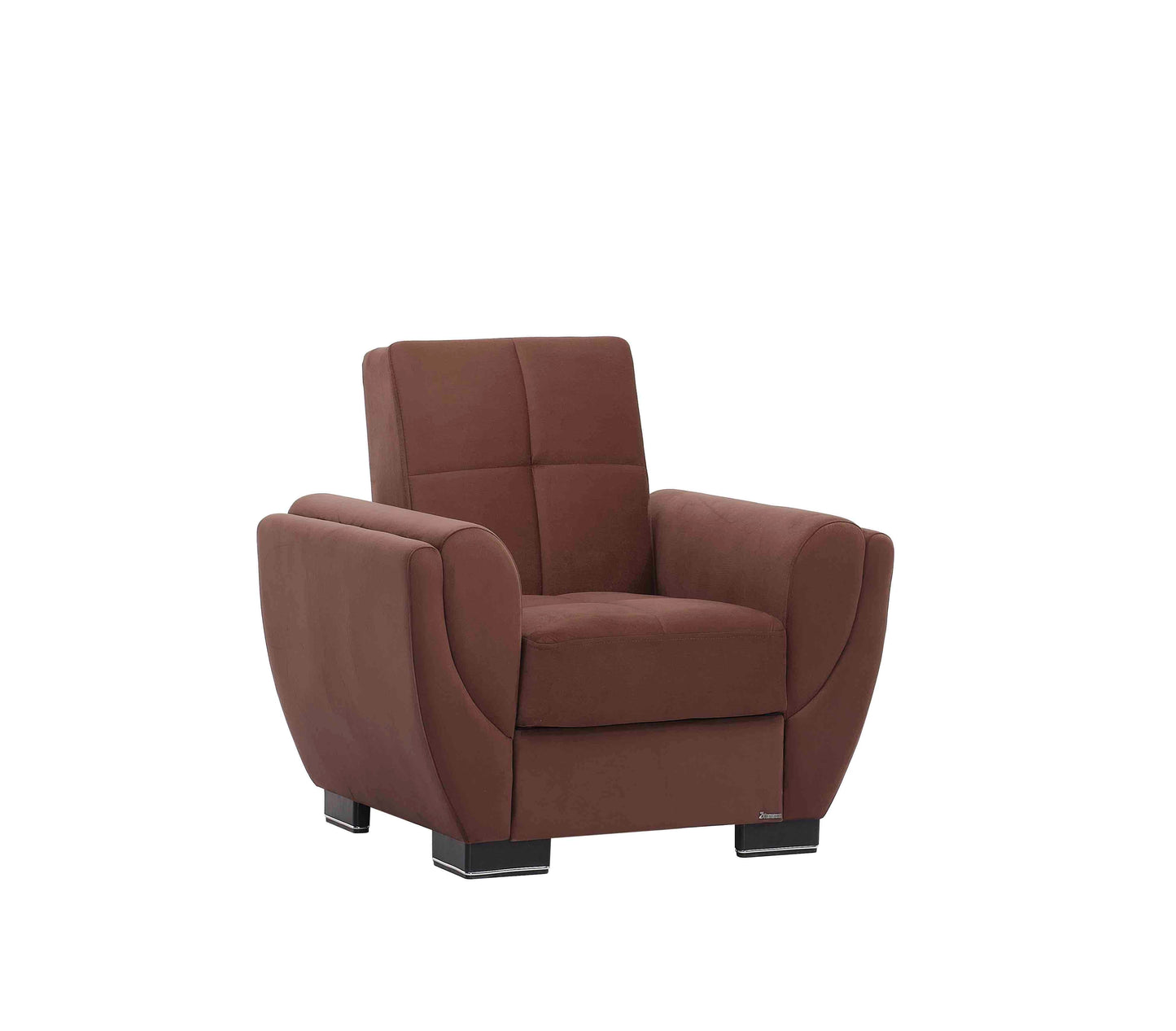 Armada Air Upholstered Convertible Armchair with Storage Brown Microfiber