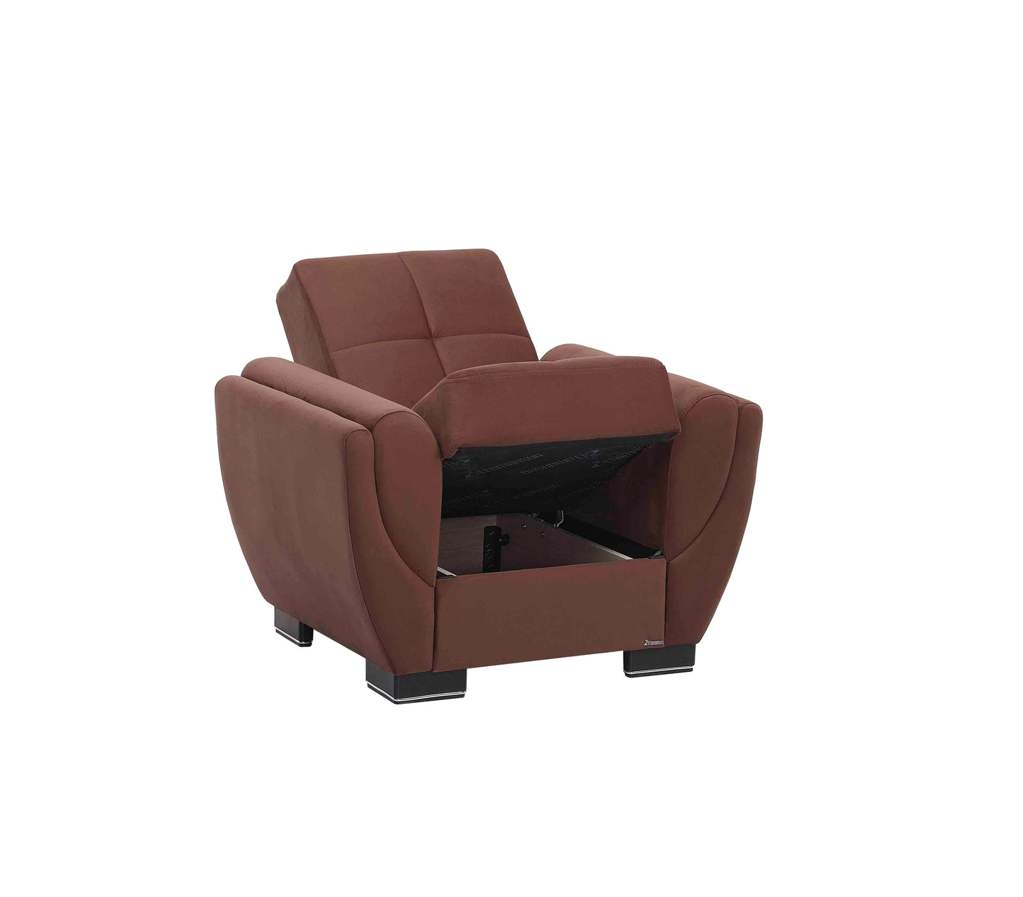 Armada Air Upholstered Convertible Armchair with Storage Brown Microfiber