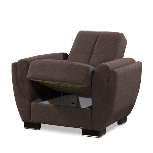 Armada Air Upholstered Convertible Armchair with Storage Brown Polyester