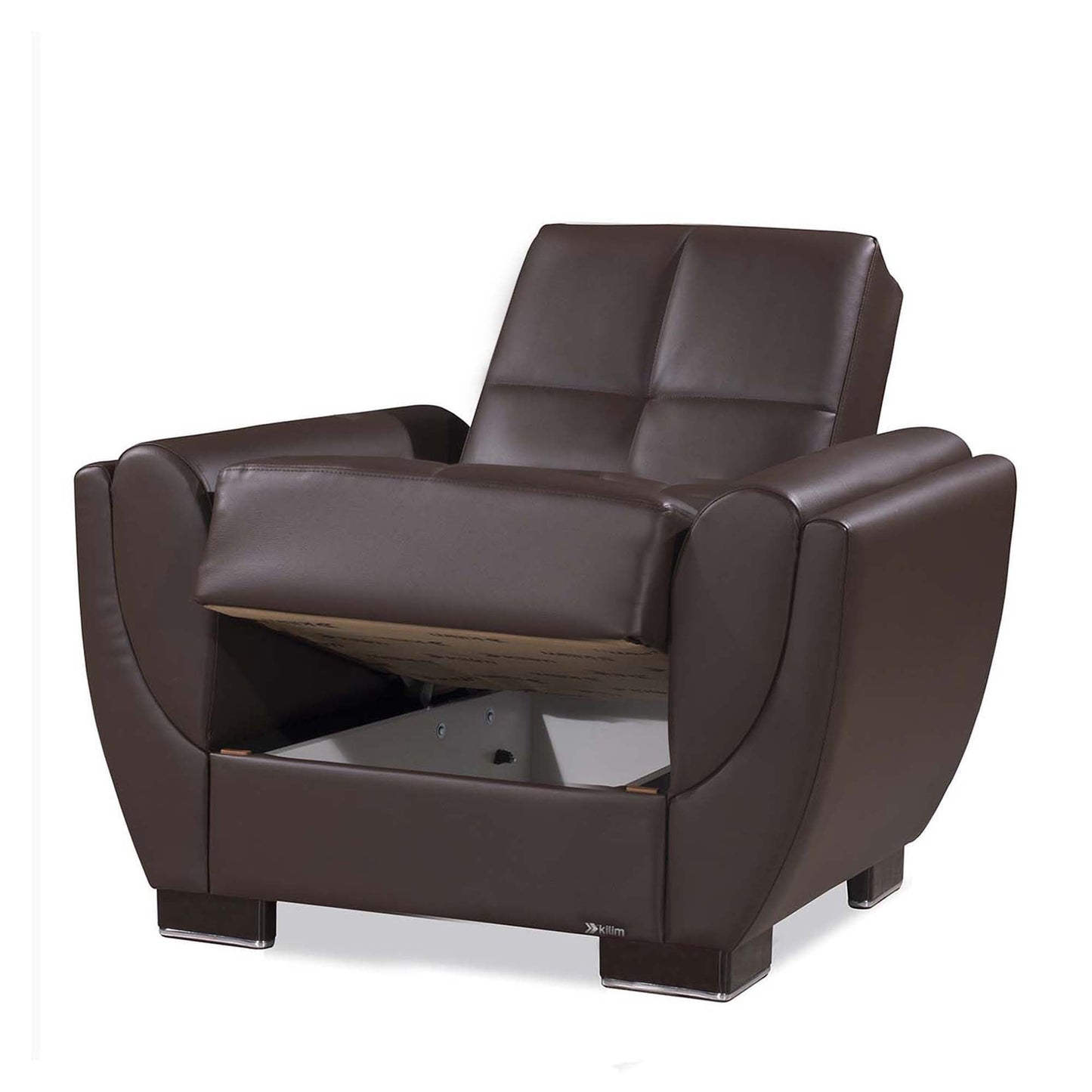 Armada Air Upholstered Convertible Armchair with Storage Brown-PU