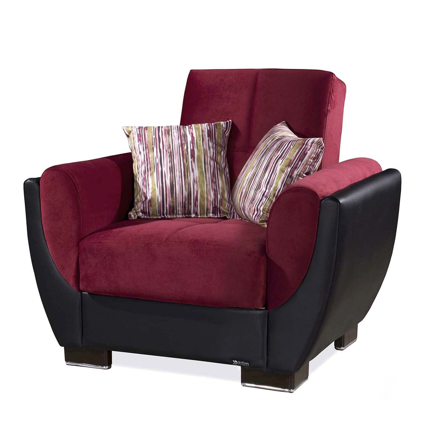 Armada Air Upholstered Convertible Armchair with Storage Burgundy/Black-PU Microfiber