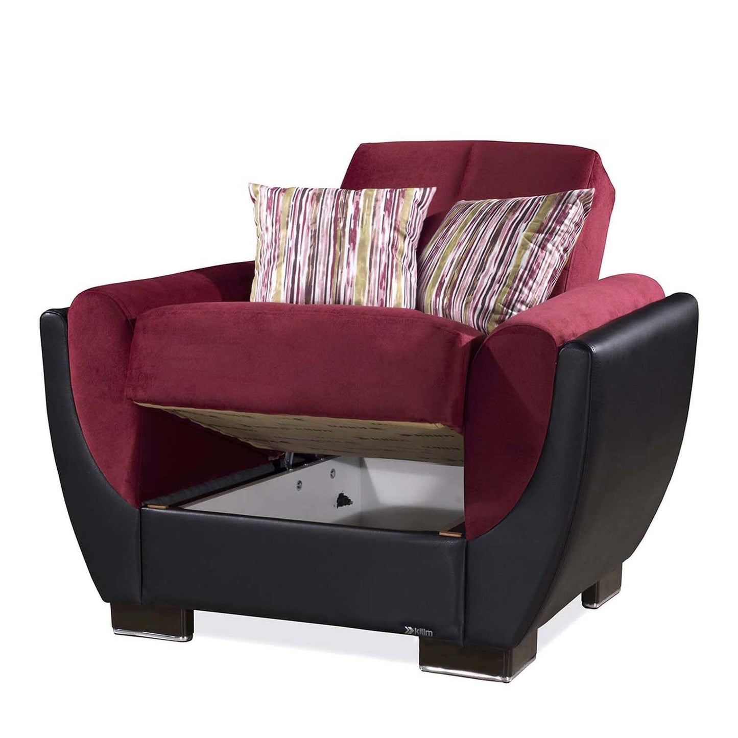 Armada Air Upholstered Convertible Armchair with Storage Burgundy/Black-PU Microfiber