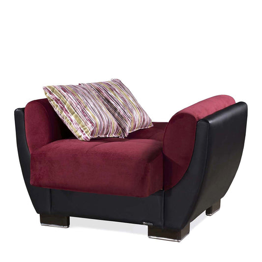 Armada Air Upholstered Convertible Armchair with Storage Burgundy/Black-PU Microfiber