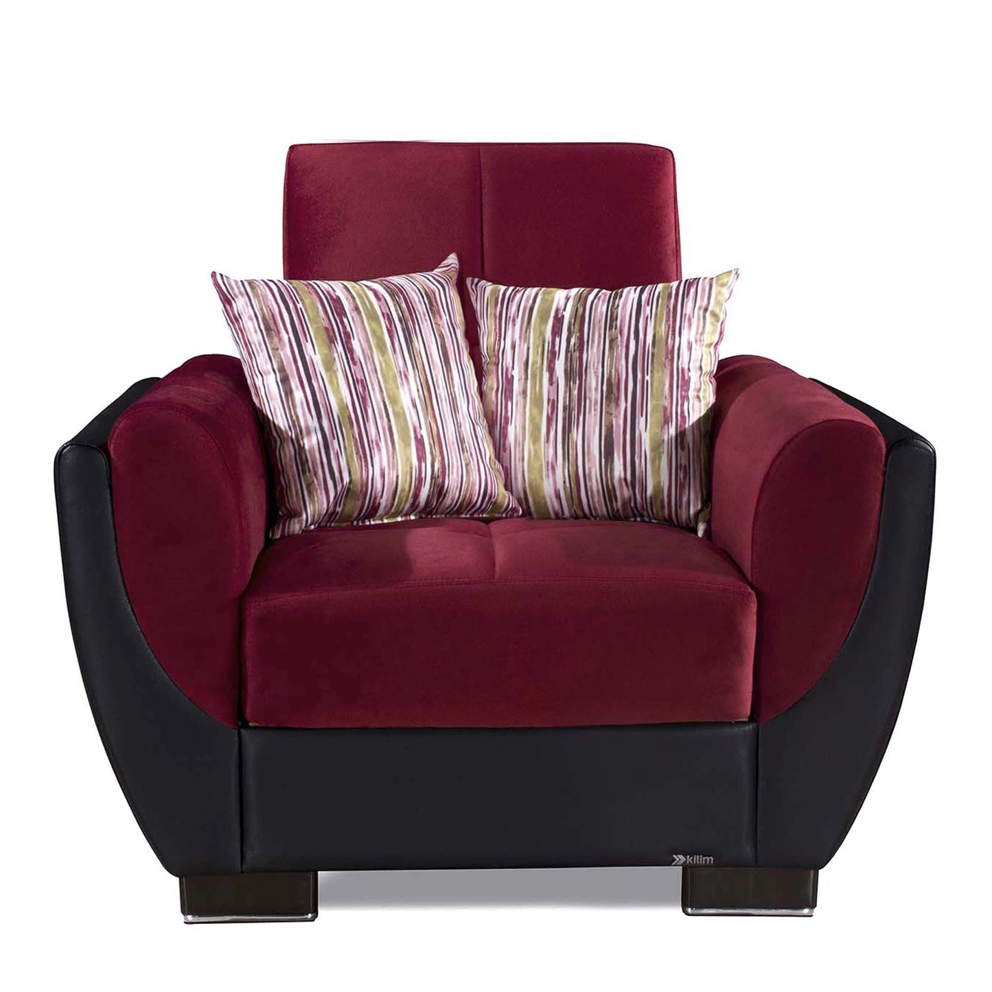 Armada Air Upholstered Convertible Armchair with Storage Burgundy/Black-PU Microfiber