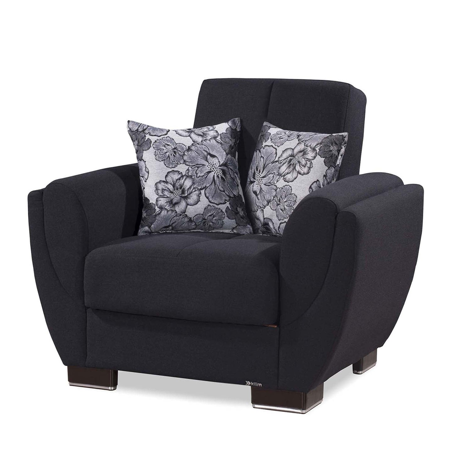 Armada Air Upholstered Convertible Armchair with Storage Dark Blue Polyester