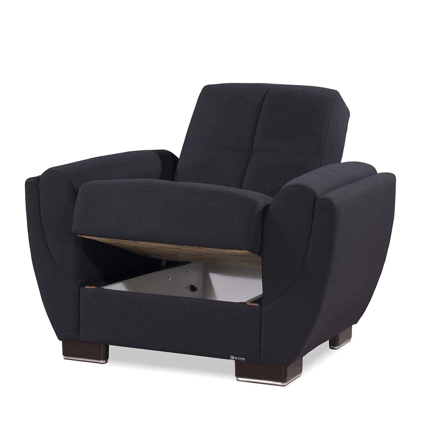 Armada Air Upholstered Convertible Armchair with Storage Dark Blue Polyester