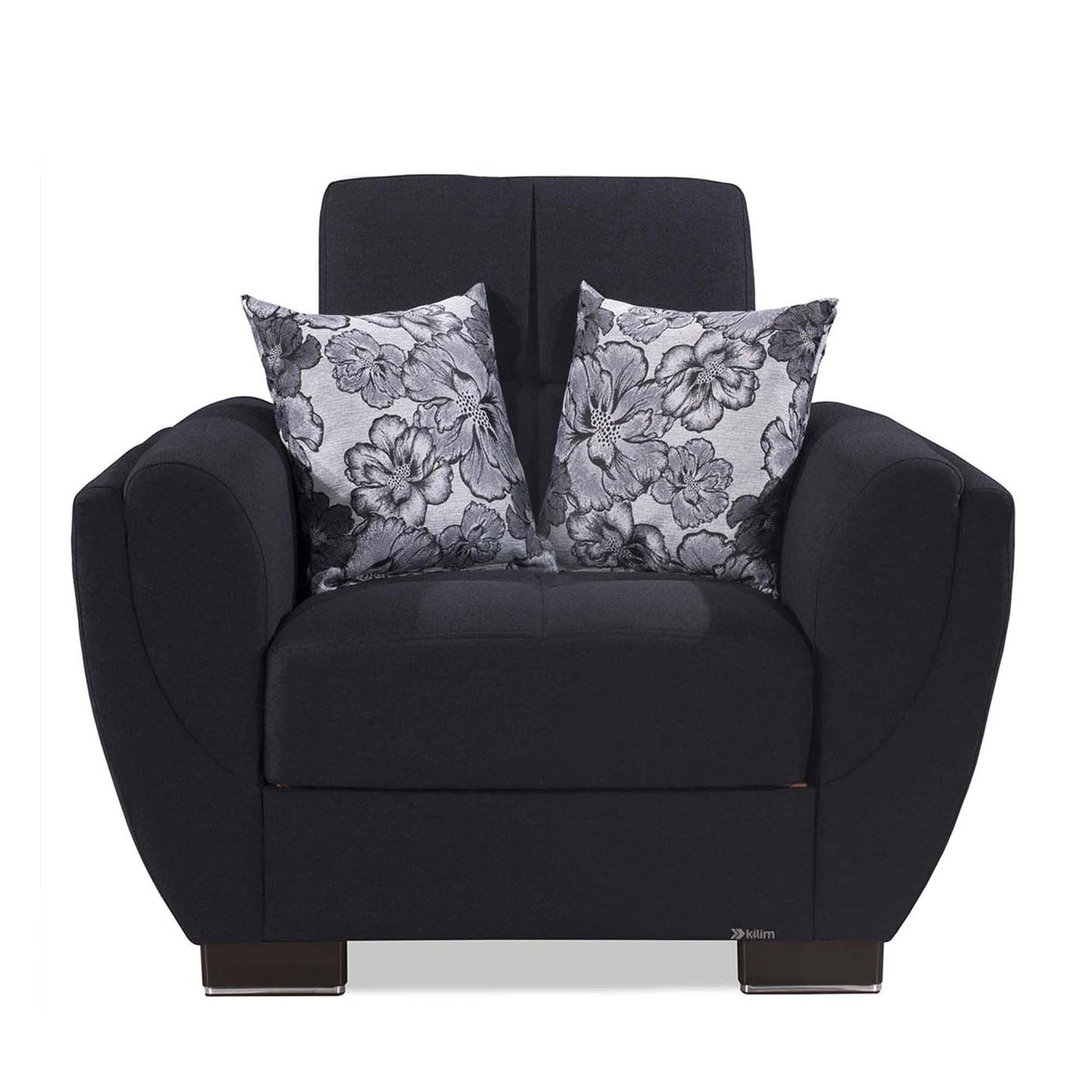 Armada Air Upholstered Convertible Armchair with Storage Dark Blue Polyester