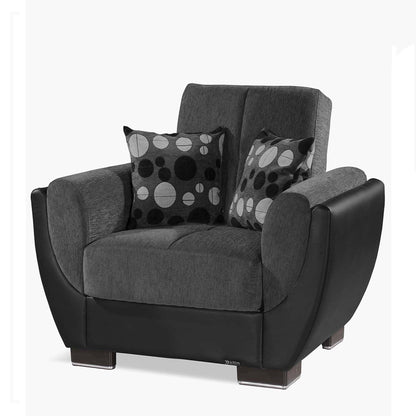 Armada Air Upholstered Convertible Armchair with Storage Grey/Black-PU Chenille