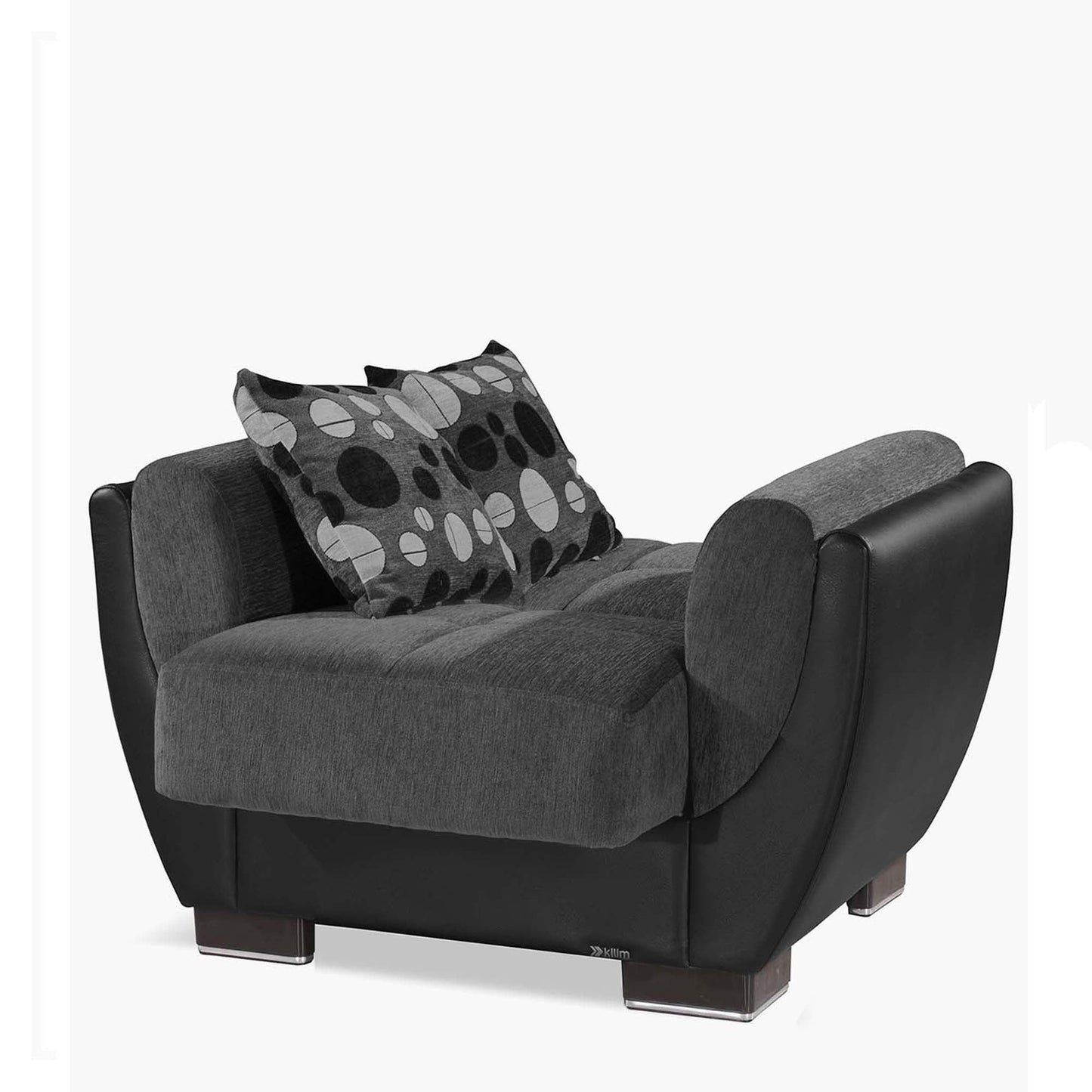 Armada Air Upholstered Convertible Armchair with Storage Grey/Black-PU Chenille