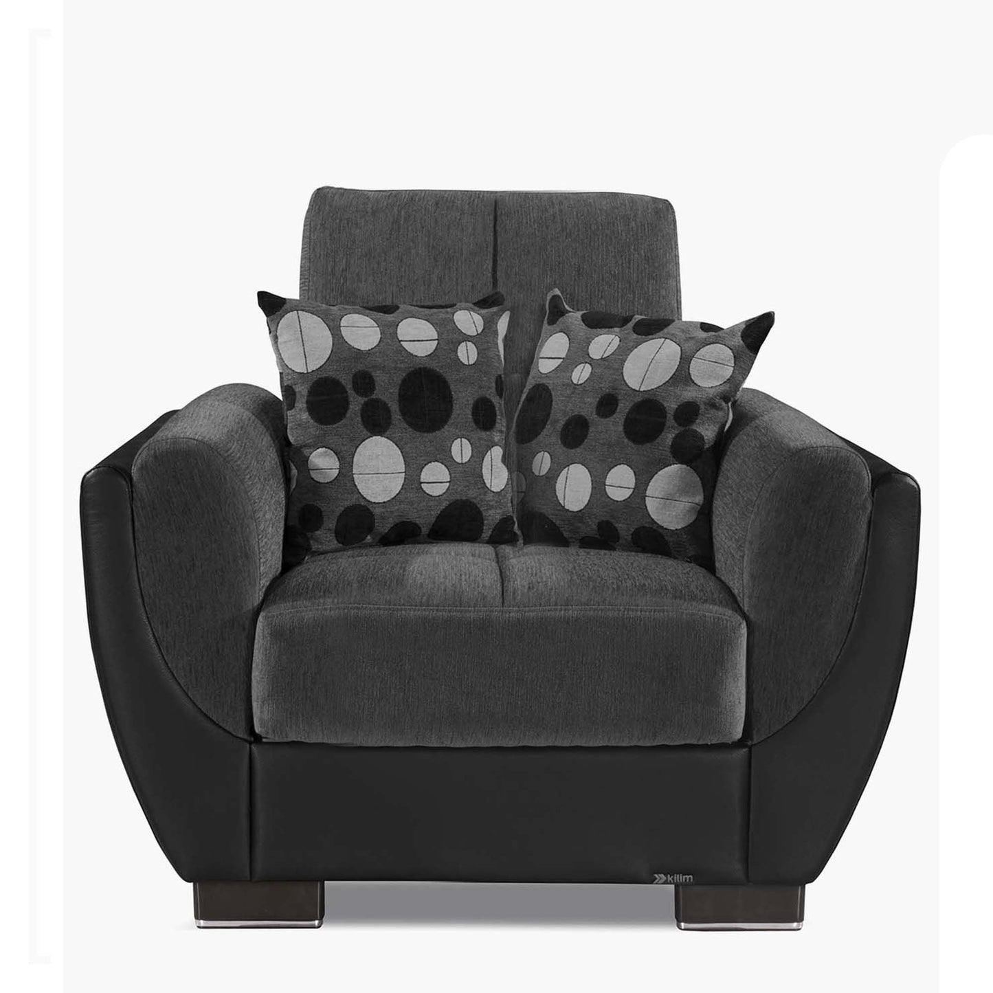 Armada Air Upholstered Convertible Armchair with Storage Grey/Black-PU Chenille