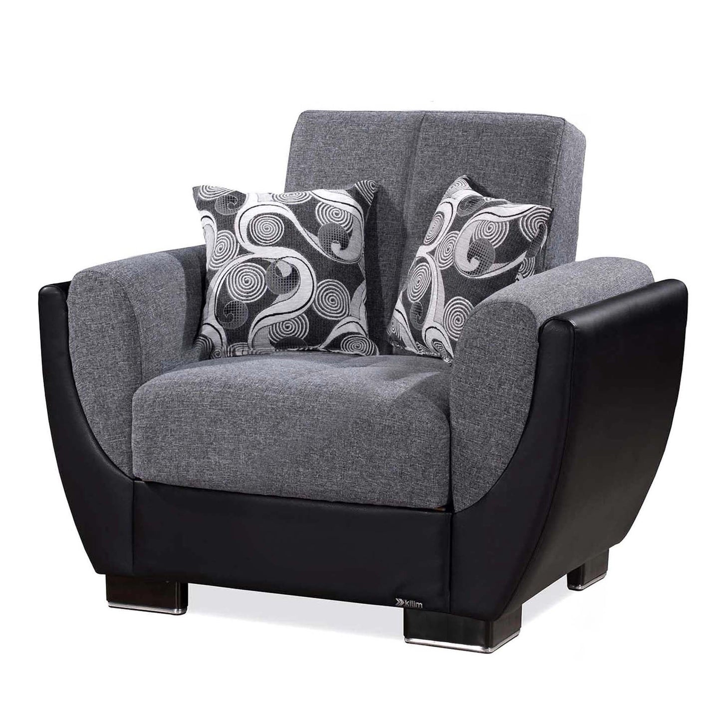 Armada Air Upholstered Convertible Armchair with Storage Grey/Black-PU Polyester