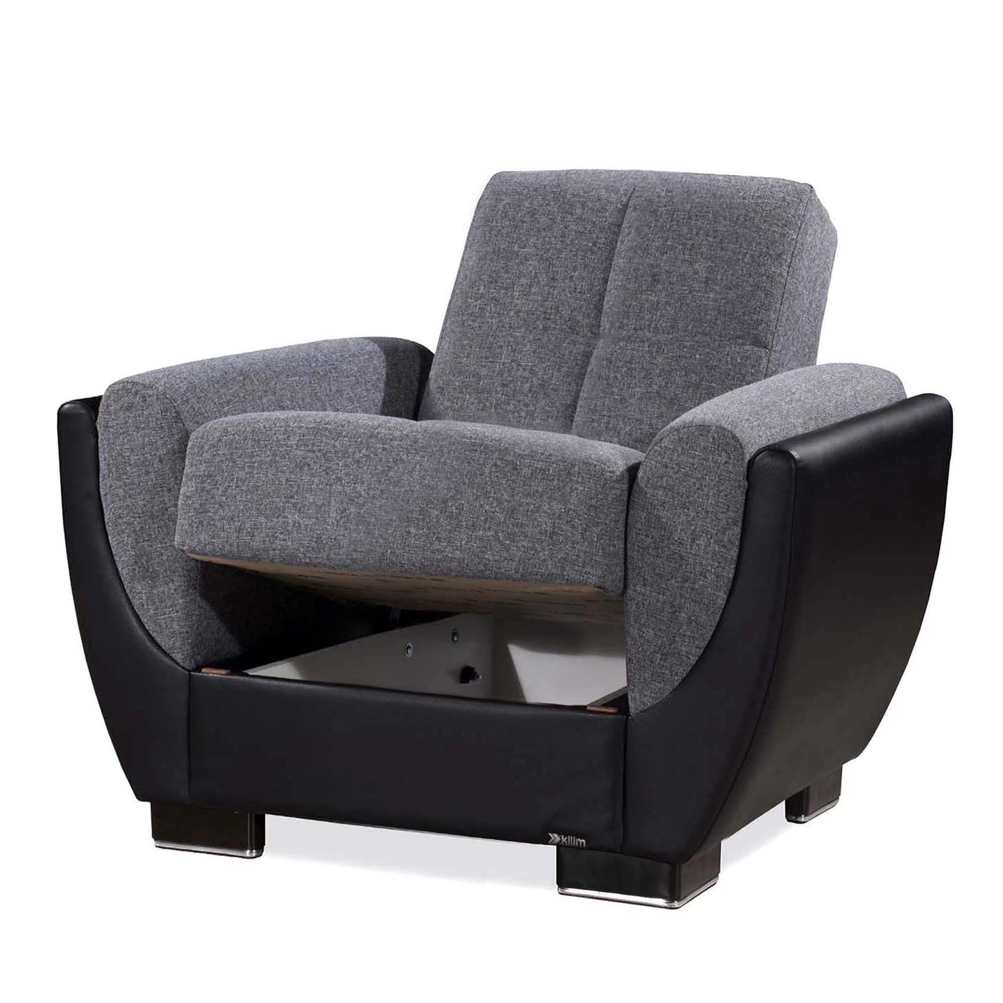 Armada Air Upholstered Convertible Armchair with Storage Grey/Black-PU Polyester