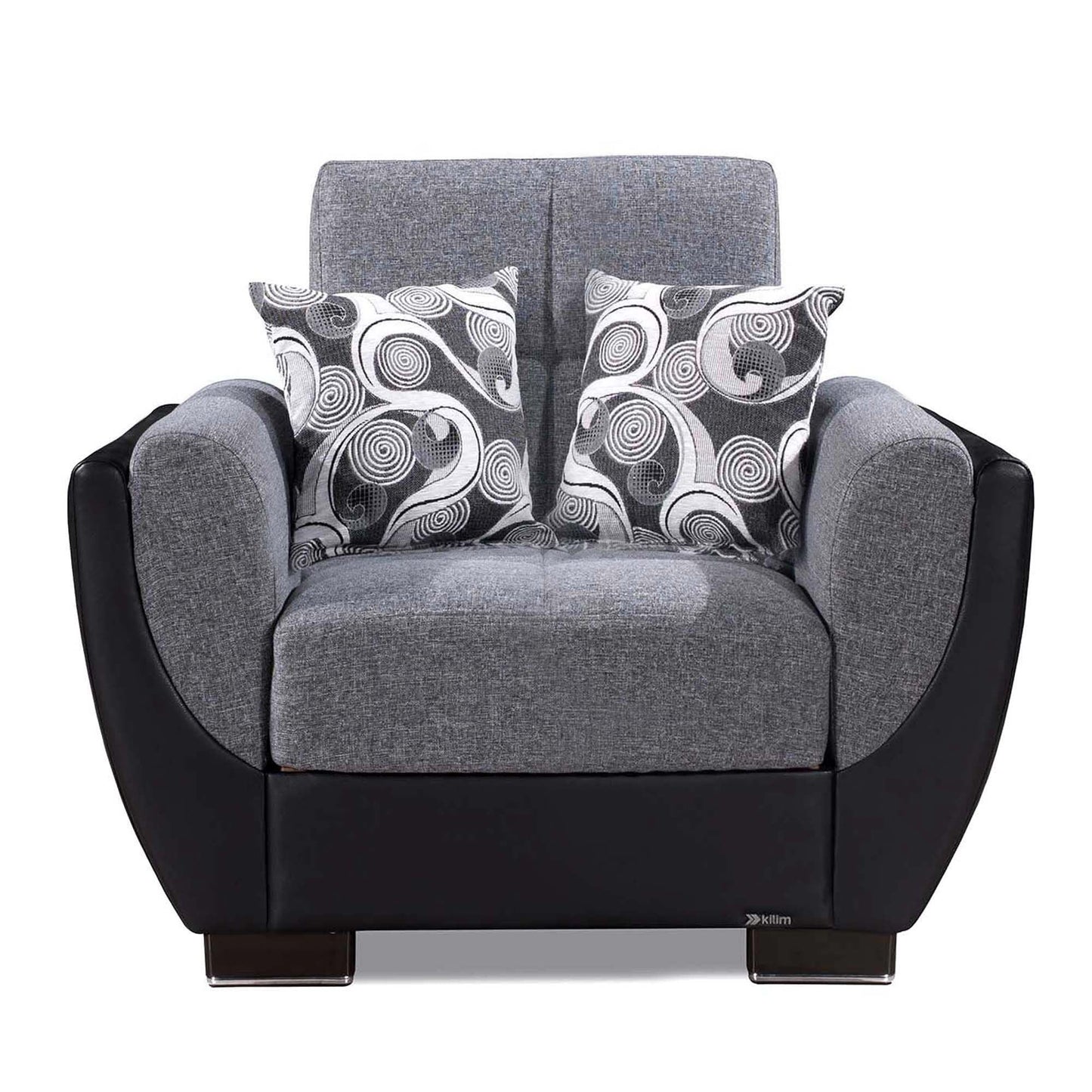 Armada Air Upholstered Convertible Armchair with Storage Grey/Black-PU Polyester