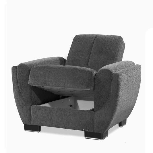 Armada Air Upholstered Convertible Armchair with Storage Grey Chenille