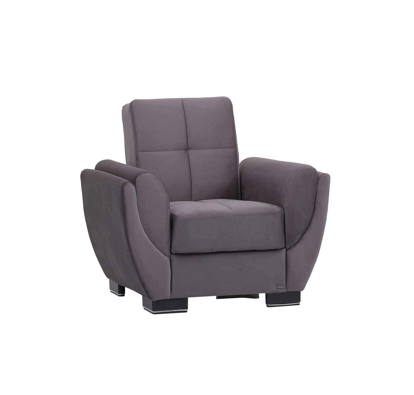 Armada Air Upholstered Convertible Armchair with Storage Grey Microfiber