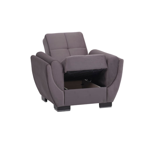 Armada Air Upholstered Convertible Armchair with Storage Grey Microfiber