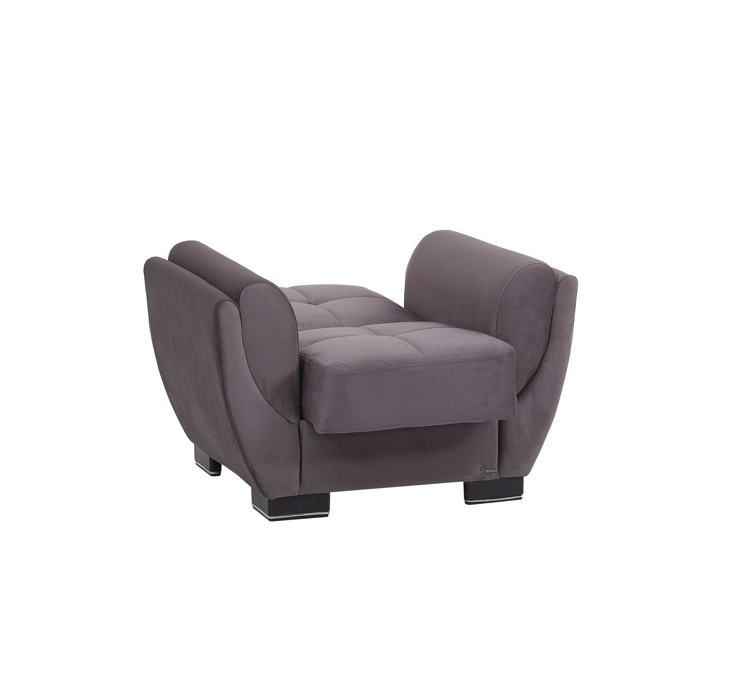 Armada Air Upholstered Convertible Armchair with Storage Grey Microfiber