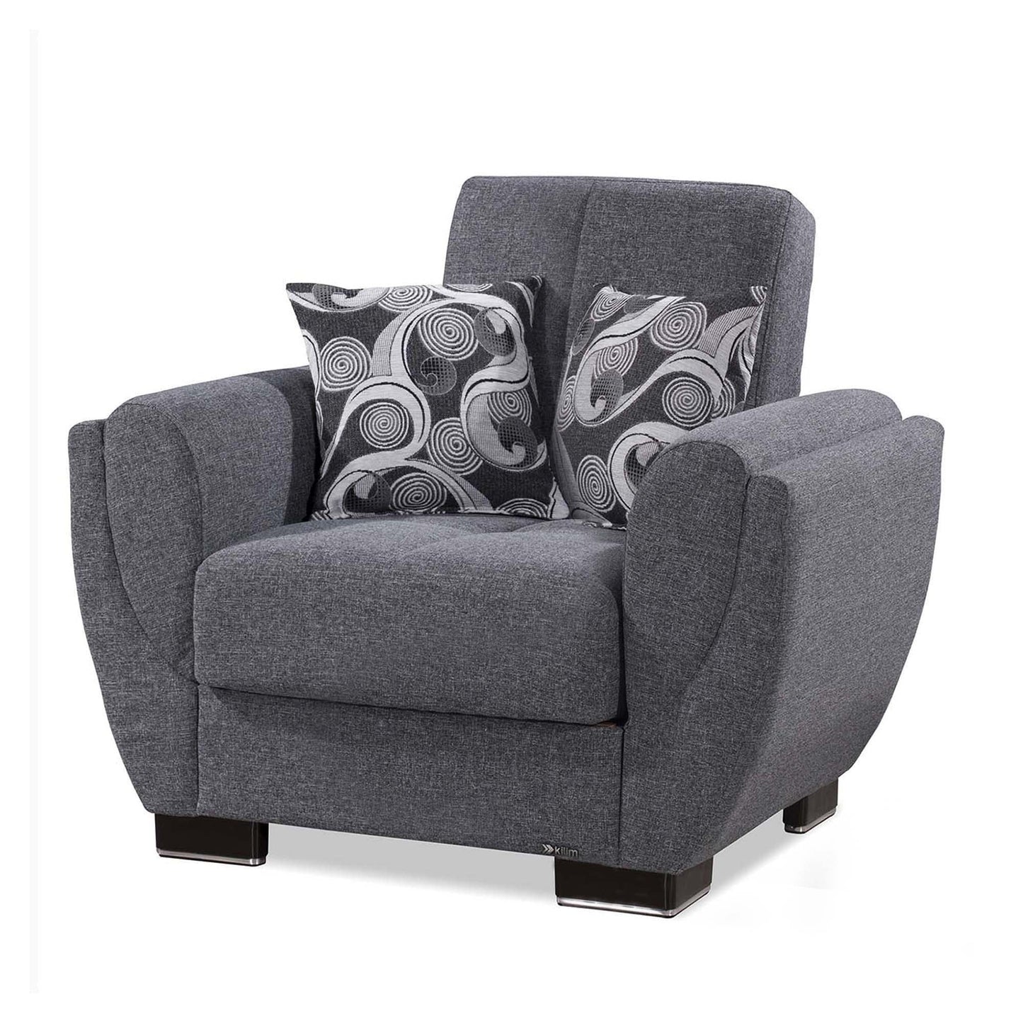 Armada Air Upholstered Convertible Armchair with Storage Grey Polyester