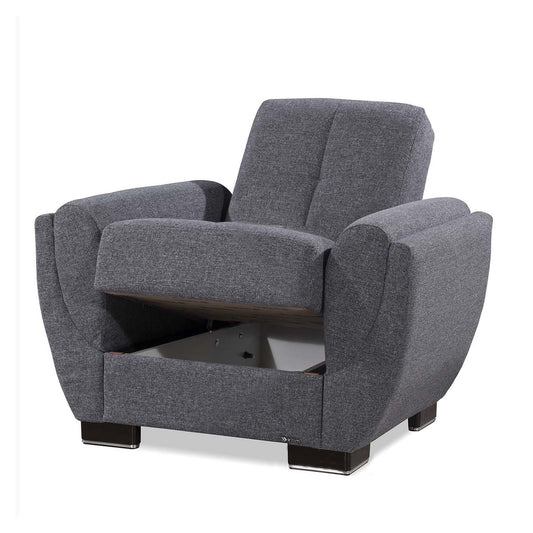 Armada Air Upholstered Convertible Armchair with Storage Grey Polyester