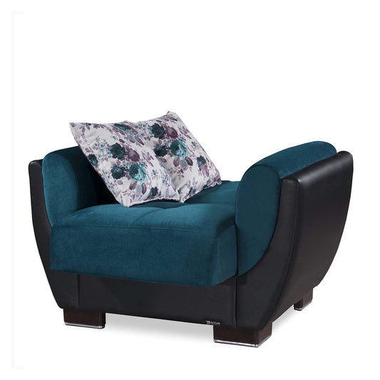 Armada Air Upholstered Convertible Armchair with Storage Turquoise/Black-PU Microfiber