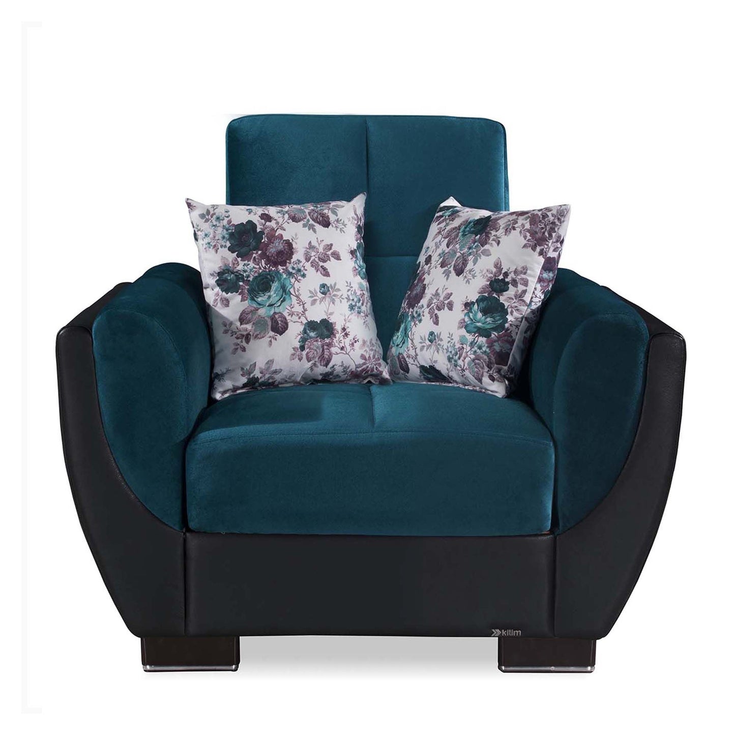 Armada Air Upholstered Convertible Armchair with Storage Turquoise/Black-PU Microfiber