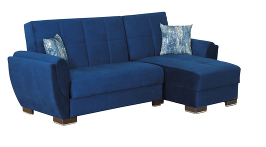 Armada Air Upholstered Convertible Chaise Lounge with Storage Blue Microfiber