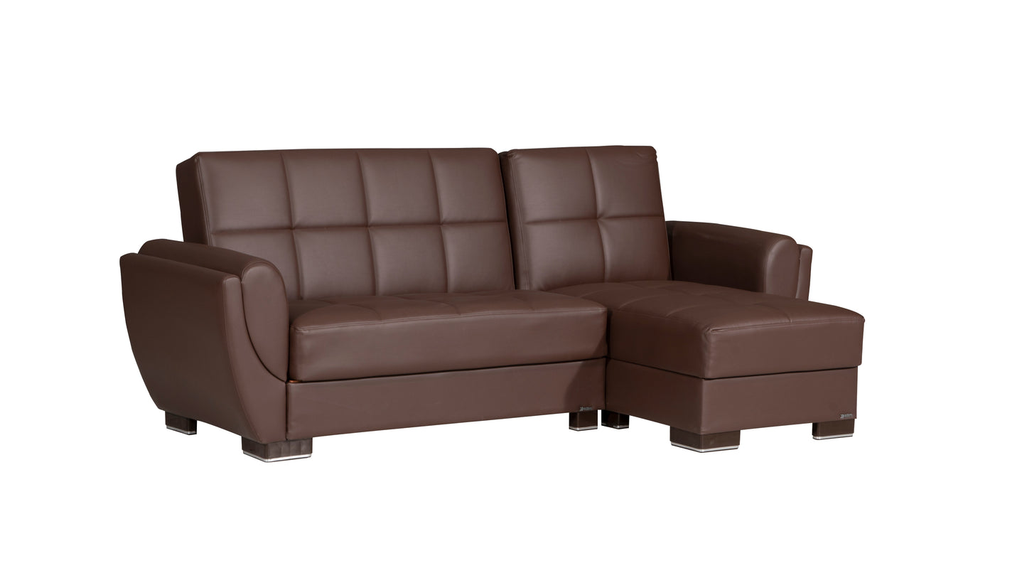 Armada Air Upholstered Convertible Chaise Lounge with Storage Brown-PU