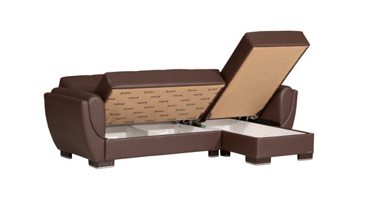 Armada Air Upholstered Convertible Chaise Lounge with Storage Brown-PU