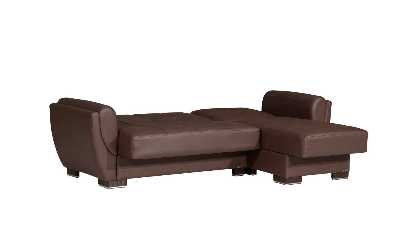 Armada Air Upholstered Convertible Chaise Lounge with Storage Brown-PU