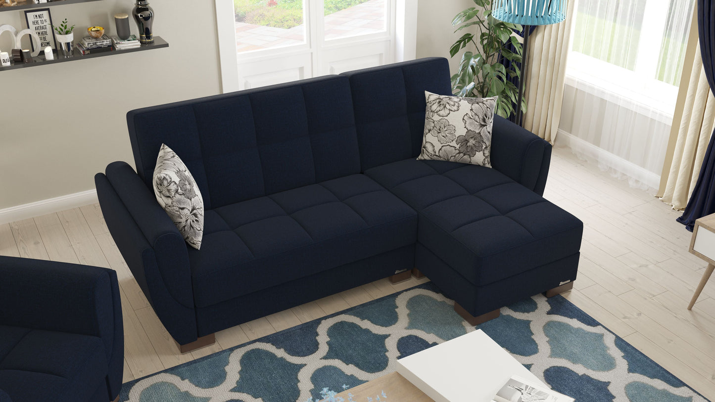 Armada Air Upholstered Convertible Chaise Lounge with Storage Dark Blue Polyester