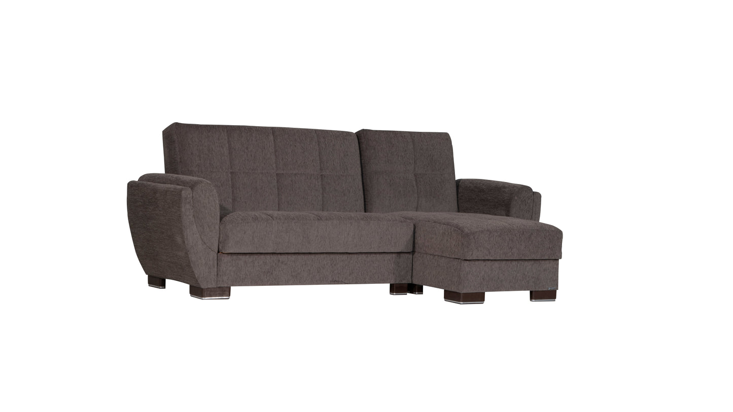 Armada Air Upholstered Convertible Chaise Lounge with Storage Grey Chenille