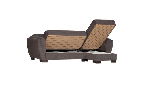 Armada Air Upholstered Convertible Chaise Lounge with Storage Grey Chenille