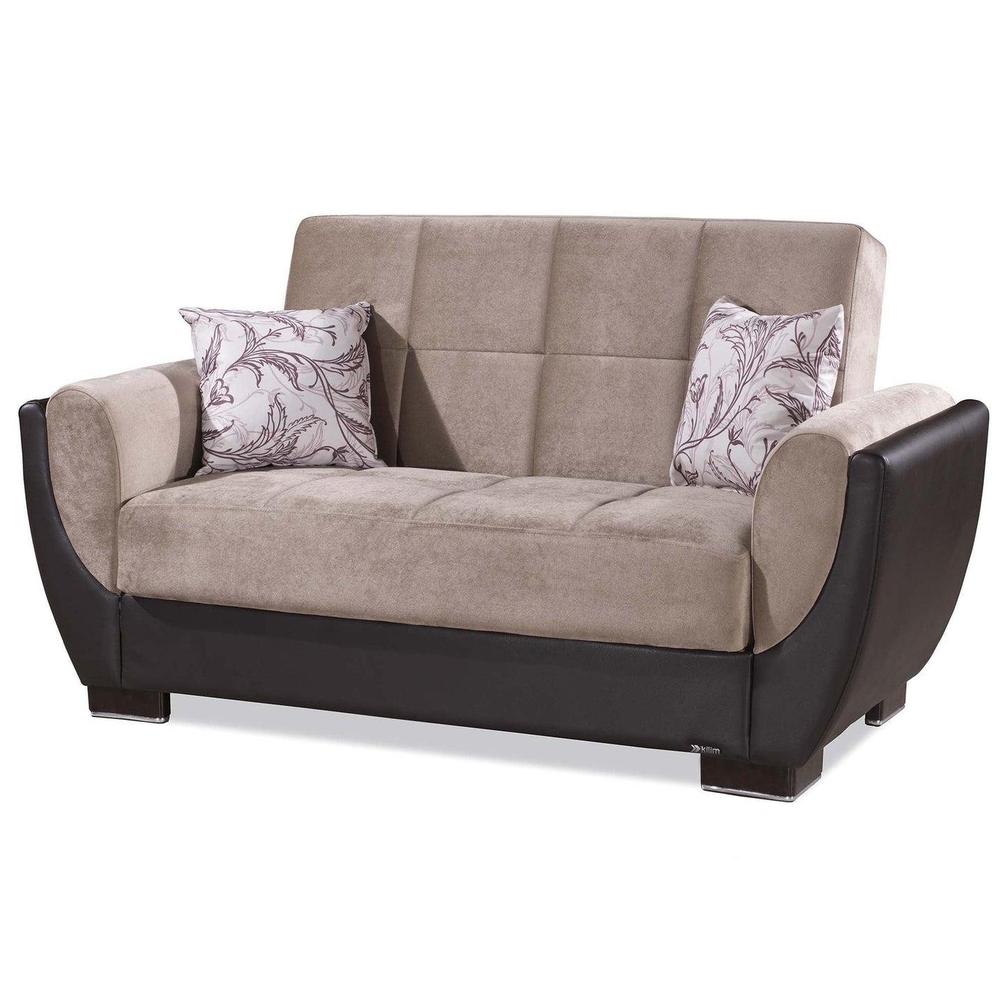 Armada Air Upholstered Convertible Loveseat with Storage Beige/Brown-PU Chenille