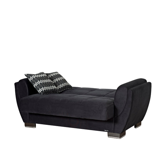 Armada Air Upholstered Convertible Loveseat with Storage Black Microfiber