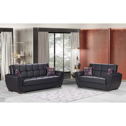 Armada Air Upholstered Convertible Loveseat with Storage Black-PU