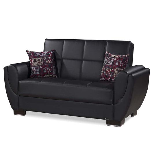 Armada Air Upholstered Convertible Loveseat with Storage Black-PU