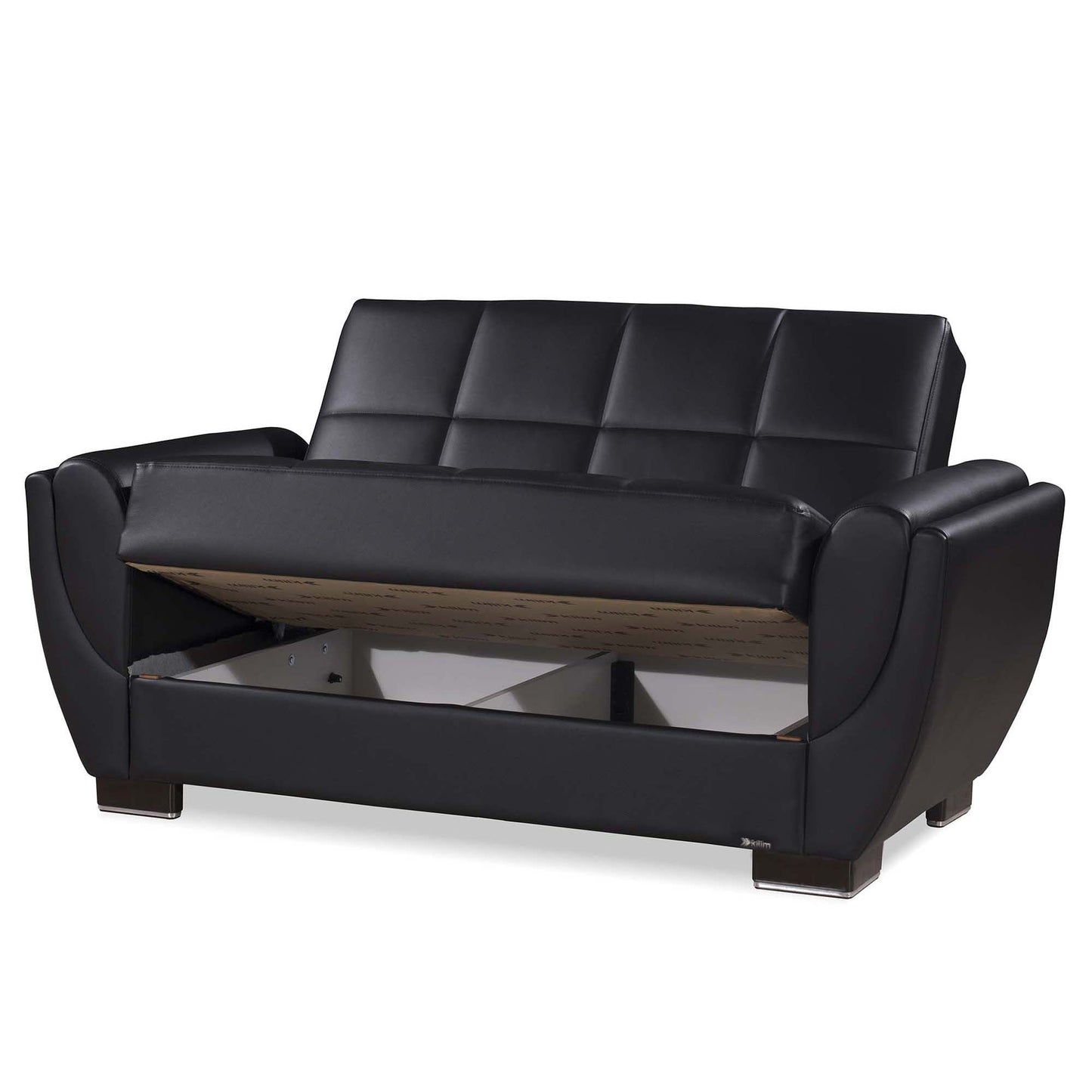 Armada Air Upholstered Convertible Loveseat with Storage Black-PU