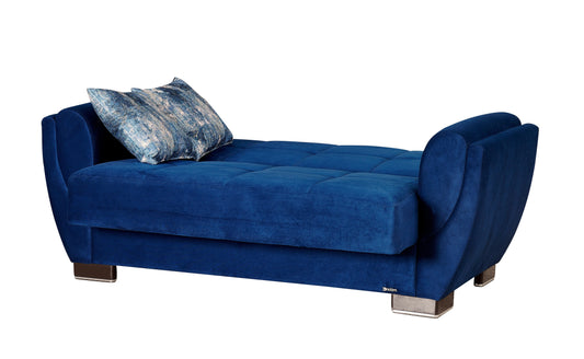 Armada Air Upholstered Convertible Loveseat with Storage Blue Microfiber