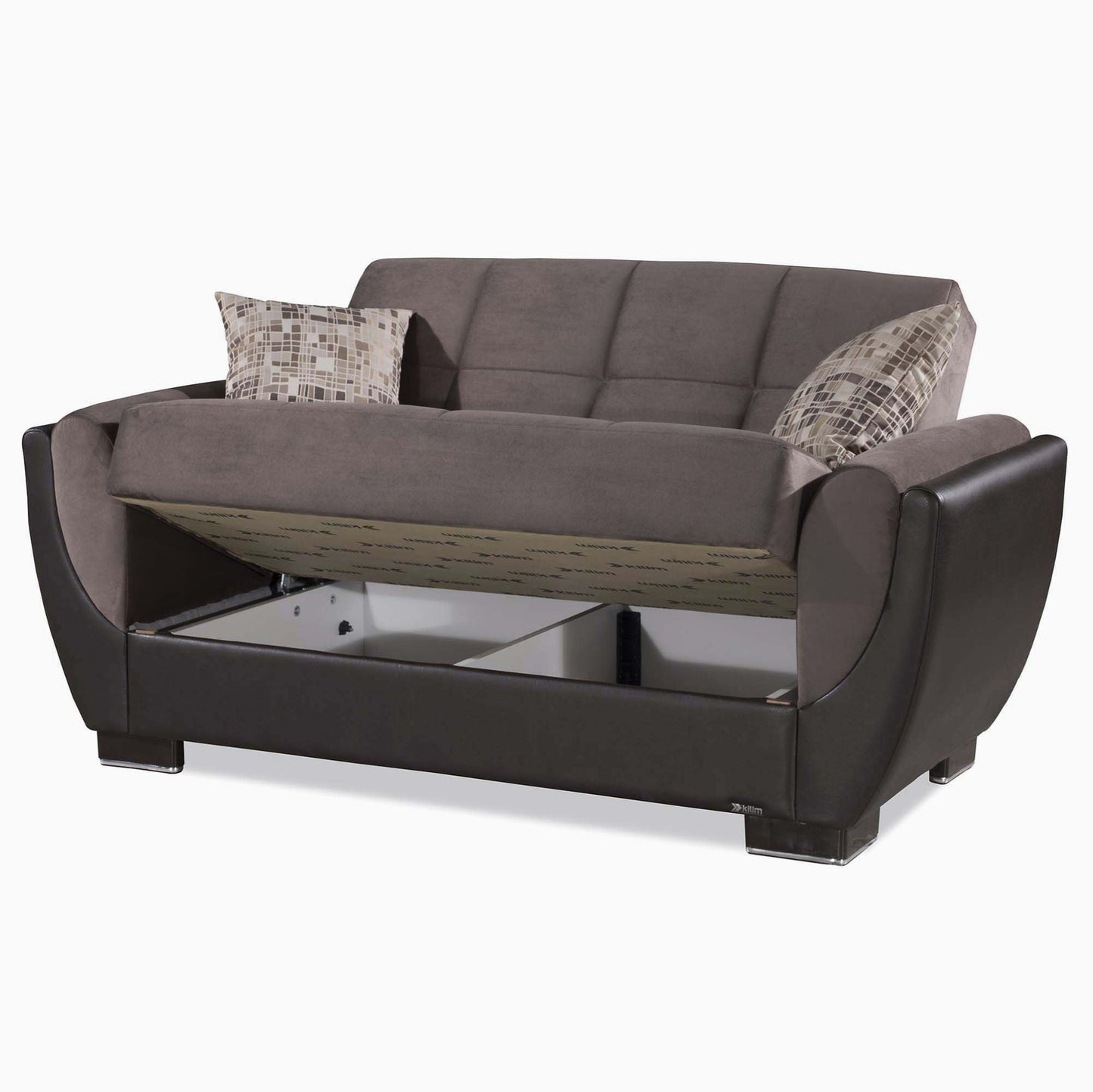 Armada Air Upholstered Convertible Loveseat with Storage Brown/Brown-PU Microfiber