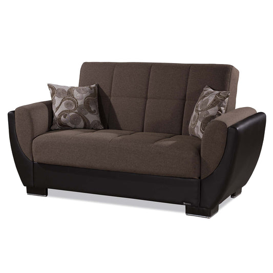 Armada Air Upholstered Convertible Loveseat with Storage Brown/Brown-PU Polyester